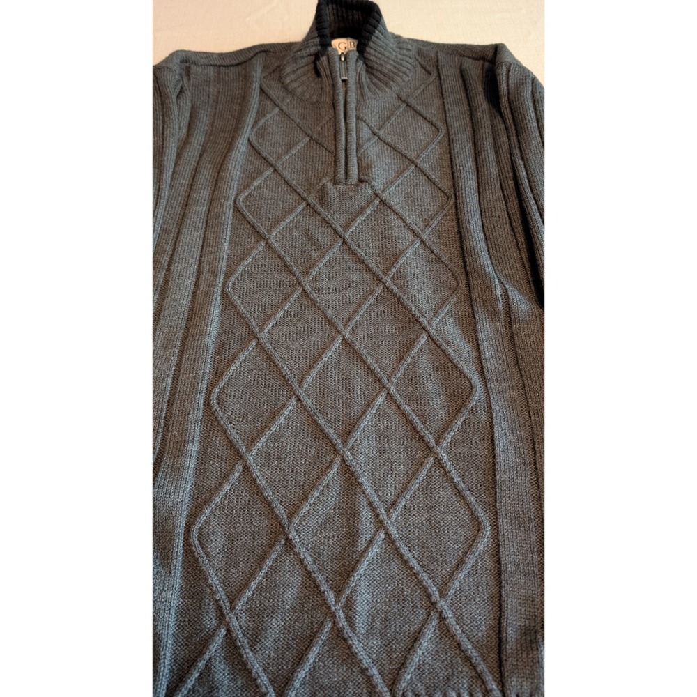 GEOFFREY BEENE Men's Charcoal Grey 1/4 Zip Pullover Sweater Size XL